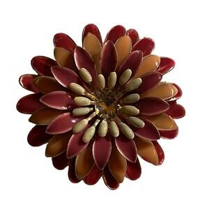 Vintage Grandma Jewelry Pendant Fairy Flower Enamel Petals With Raised Florets